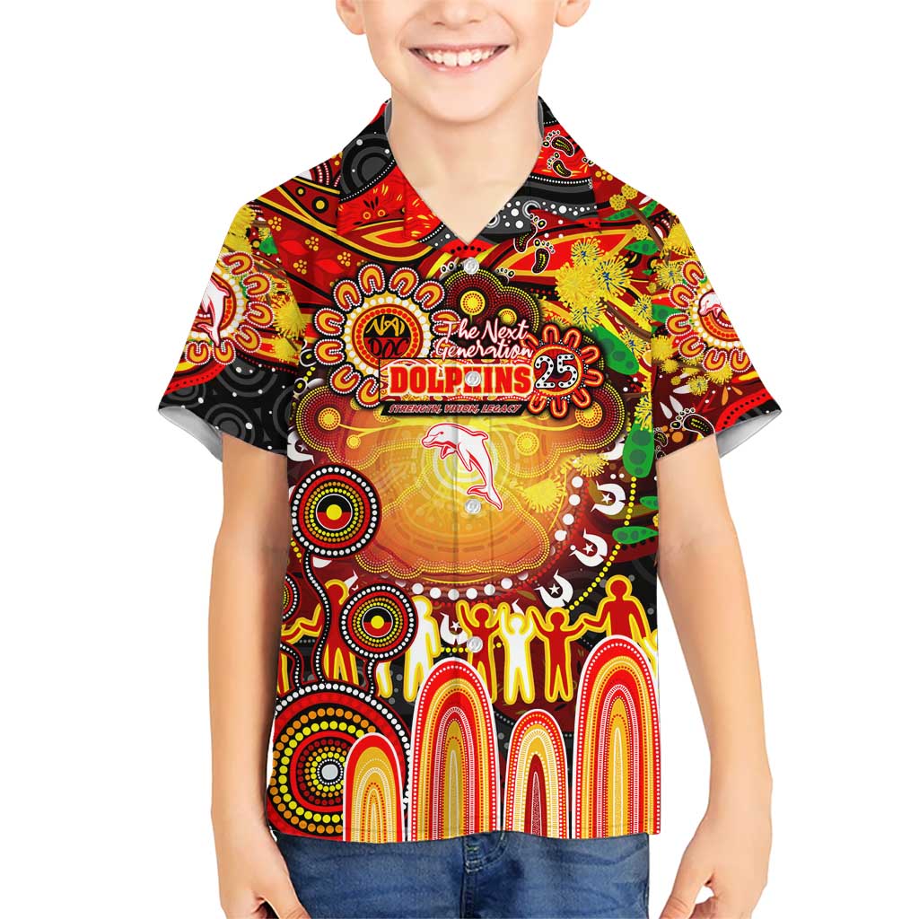 Personalised NAIDOC Week 2025 Dolphins Rugby Kid Hawaiian Shirt Aboriginal Dot Painting