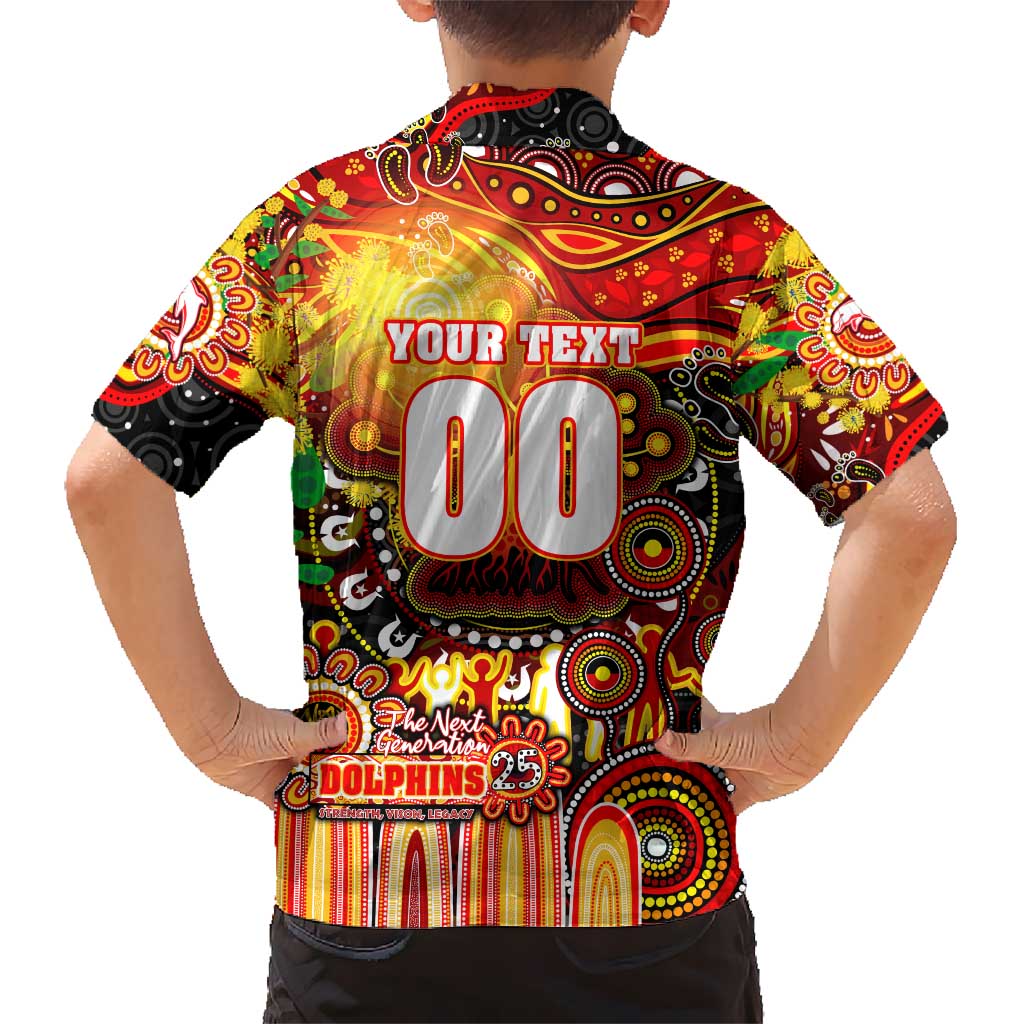 Personalised NAIDOC Week 2025 Dolphins Rugby Kid Hawaiian Shirt Aboriginal Dot Painting
