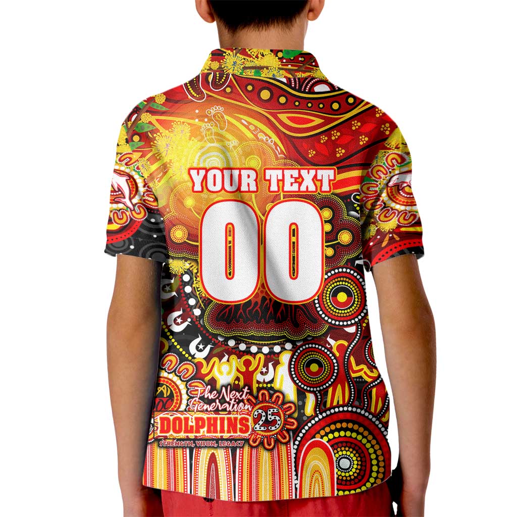 Personalised NAIDOC Week 2025 Dolphins Rugby Kid Polo Shirt Aboriginal Dot Painting