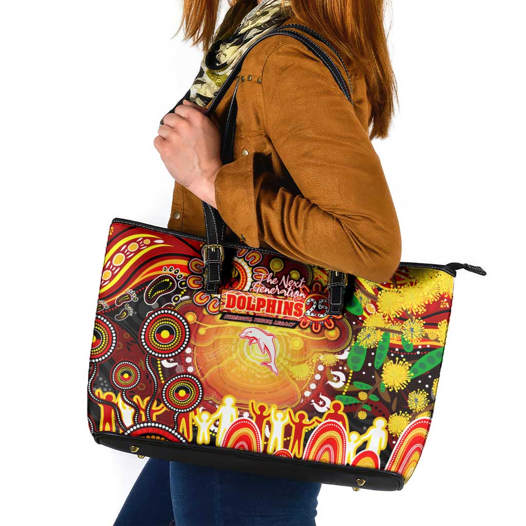 NAIDOC Week 2025 Dolphins Rugby Leather Tote Bag Aboriginal Dot Painting