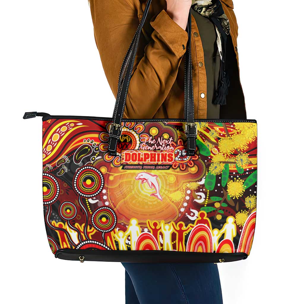 NAIDOC Week 2025 Dolphins Rugby Leather Tote Bag Aboriginal Dot Painting