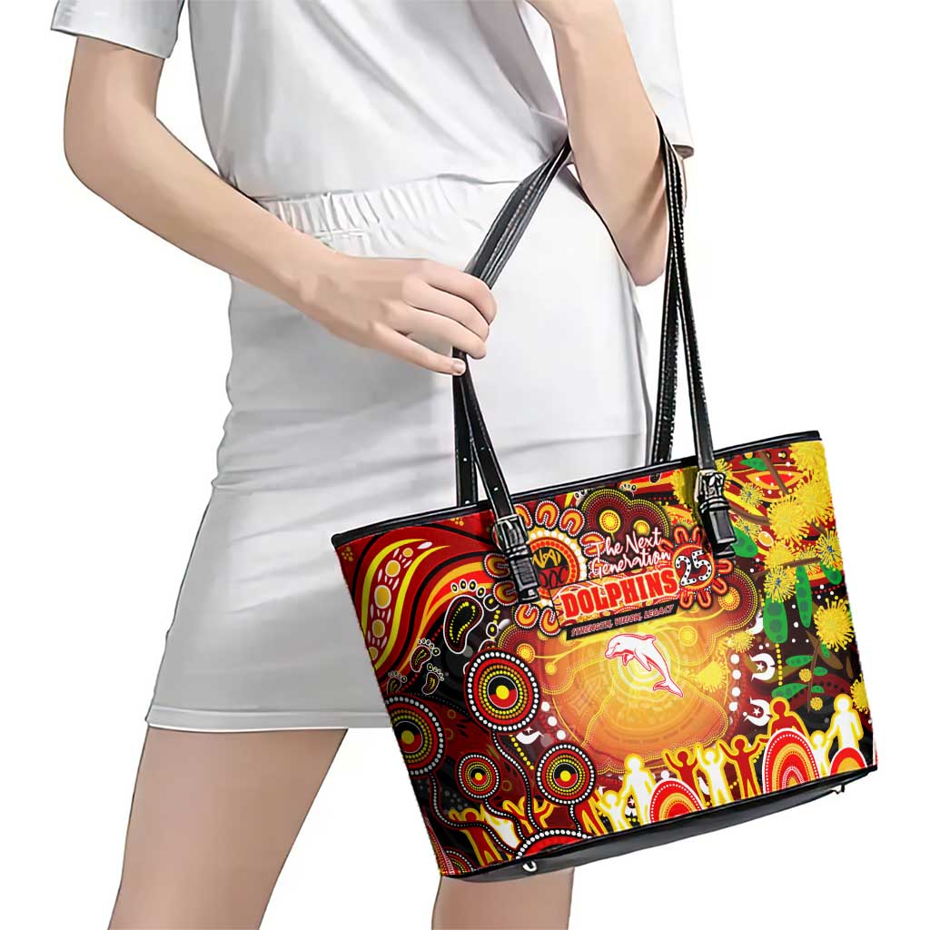 NAIDOC Week 2025 Dolphins Rugby Leather Tote Bag Aboriginal Dot Painting