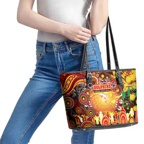 NAIDOC Week 2025 Dolphins Rugby Leather Tote Bag Aboriginal Dot Painting