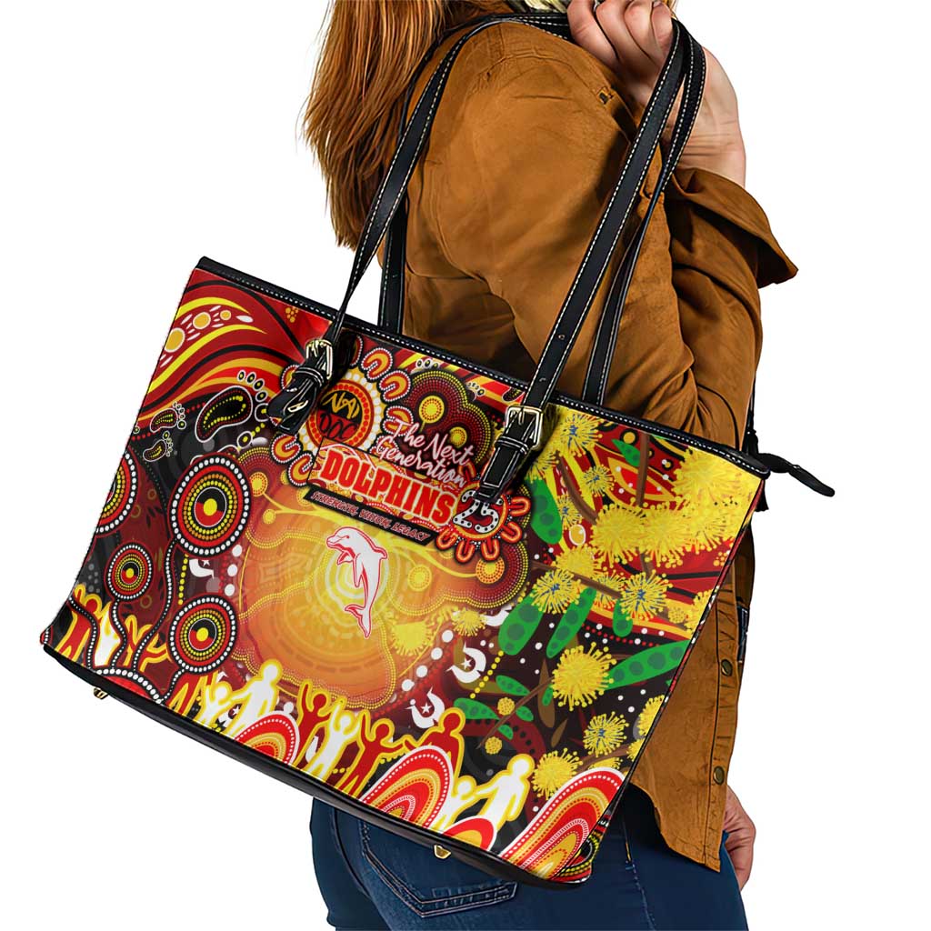NAIDOC Week 2025 Dolphins Rugby Leather Tote Bag Aboriginal Dot Painting