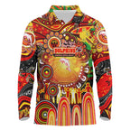 Personalised NAIDOC Week 2025 Dolphins Rugby Long Sleeve Polo Shirt Aboriginal Dot Painting