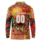 Personalised NAIDOC Week 2025 Dolphins Rugby Long Sleeve Polo Shirt Aboriginal Dot Painting