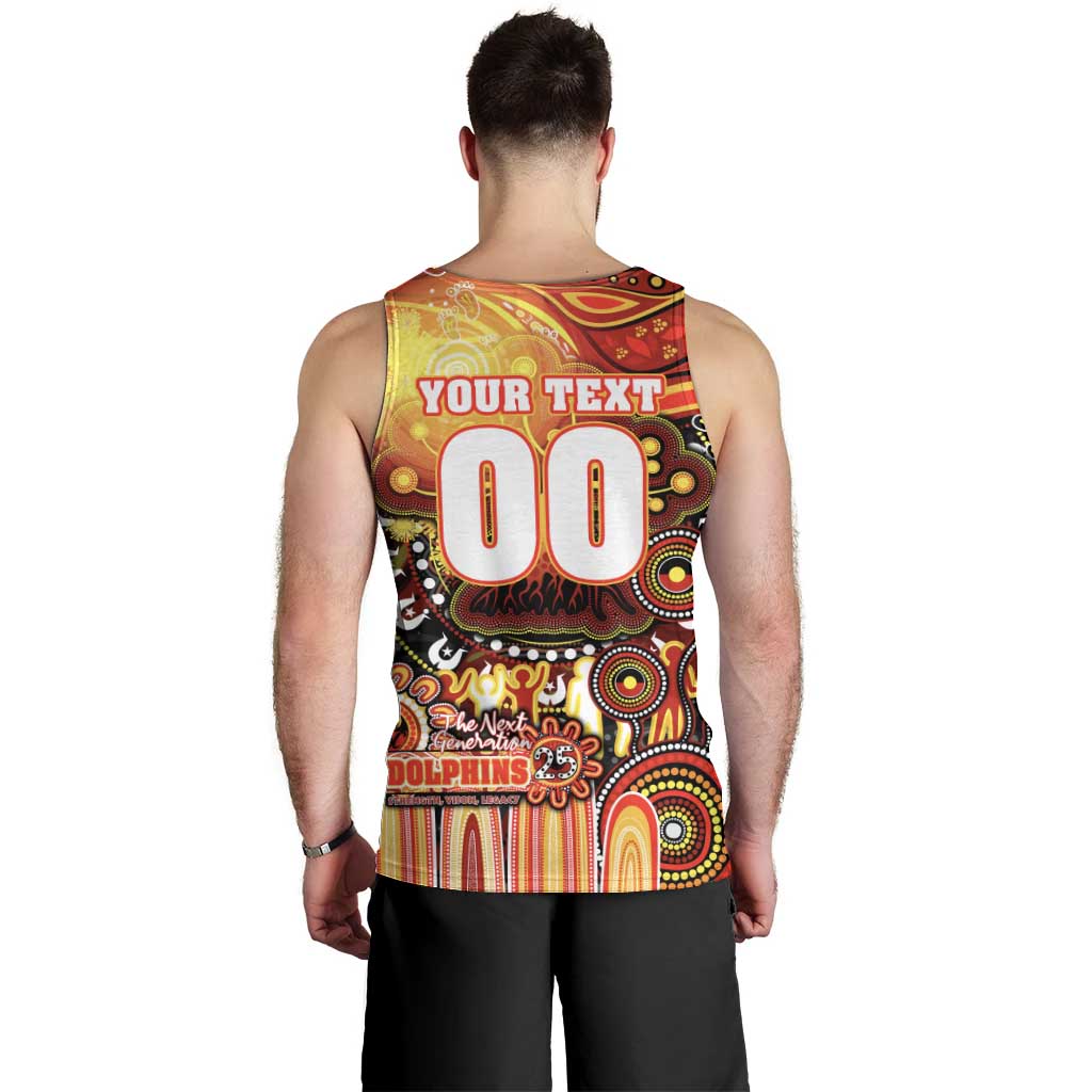 Personalised NAIDOC Week 2025 Dolphins Rugby Men Tank Top Aboriginal Dot Painting