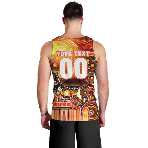 Personalised NAIDOC Week 2025 Dolphins Rugby Men Tank Top Aboriginal Dot Painting
