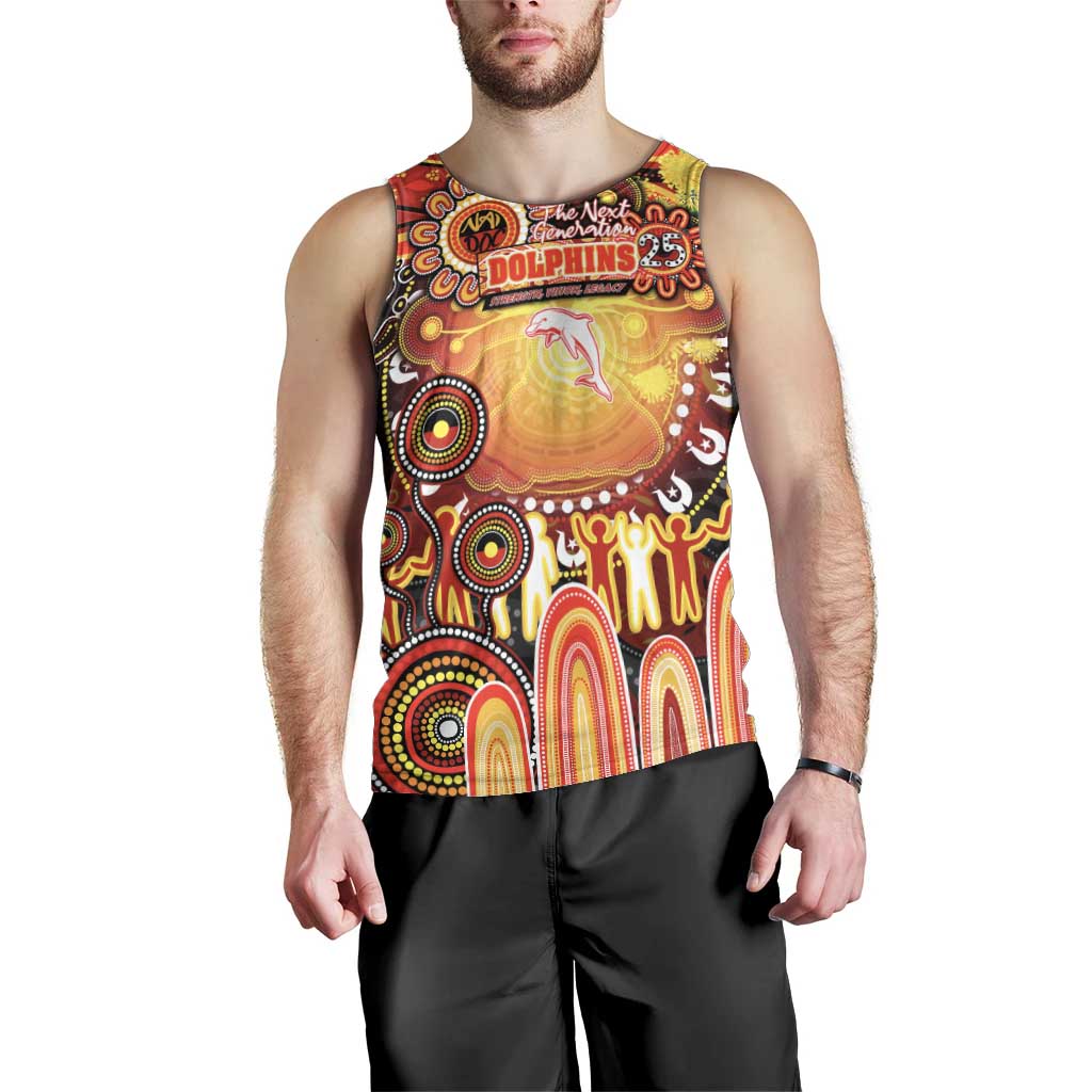 Personalised NAIDOC Week 2025 Dolphins Rugby Men Tank Top Aboriginal Dot Painting