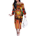 Personalised NAIDOC Week 2025 Dolphins Rugby Off The Shoulder Long Sleeve Dress Aboriginal Dot Painting