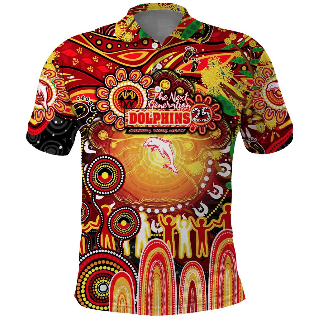 Personalised NAIDOC Week 2025 Dolphins Rugby Polo Shirt Aboriginal Dot Painting