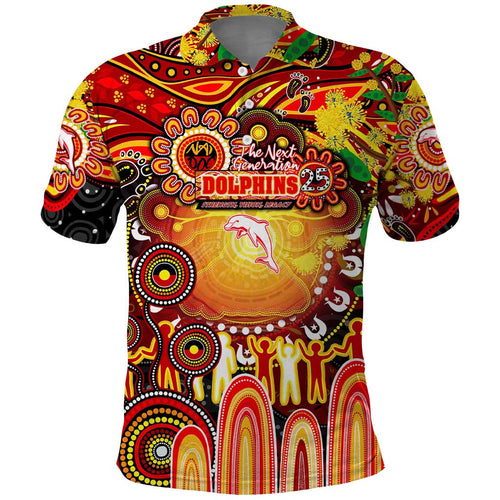 Personalised NAIDOC Week 2025 Dolphins Rugby Polo Shirt Aboriginal Dot Painting