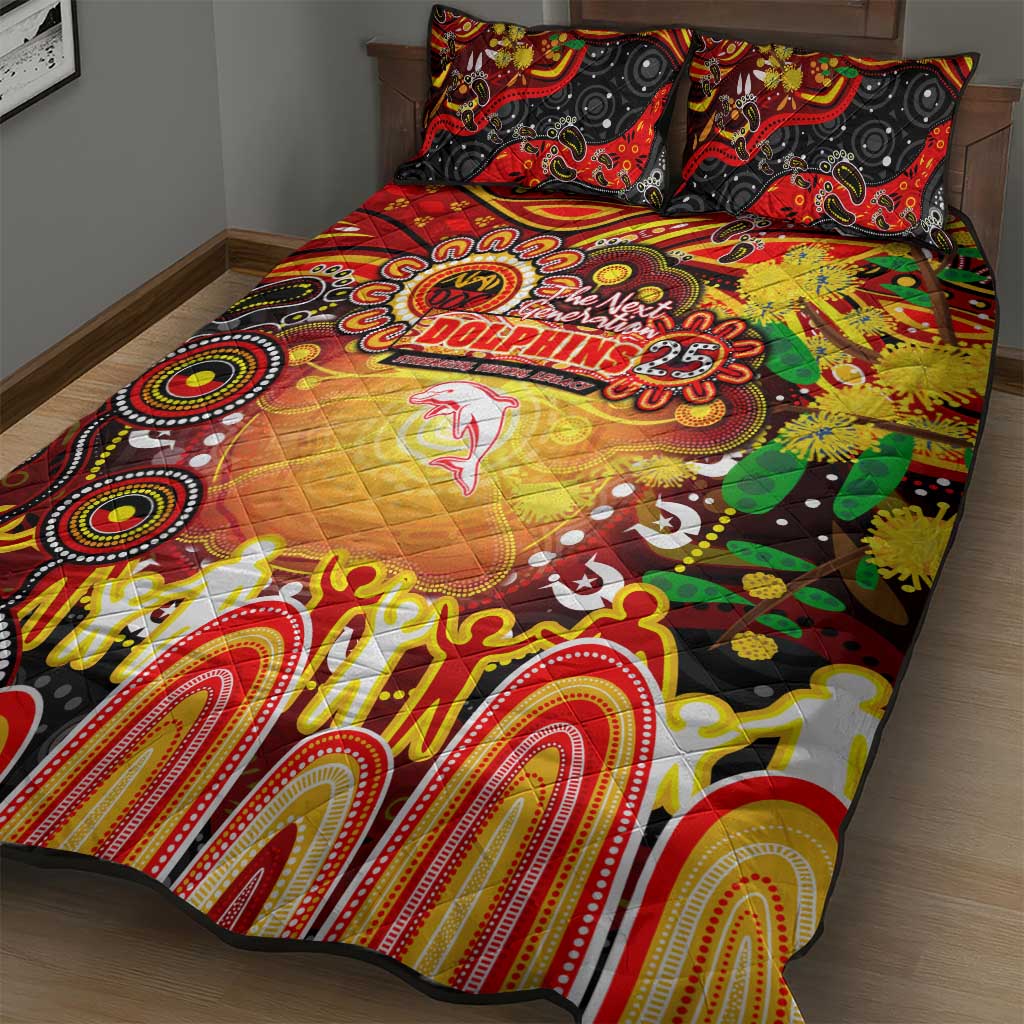 NAIDOC Week 2025 Dolphins Rugby Quilt Bed Set Aboriginal Dot Painting