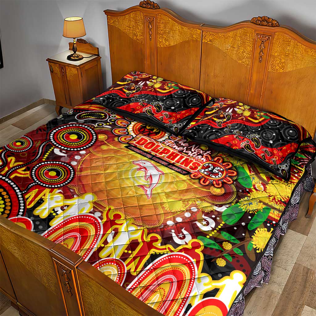 NAIDOC Week 2025 Dolphins Rugby Quilt Bed Set Aboriginal Dot Painting