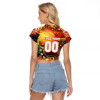 Personalised NAIDOC Week 2025 Dolphins Rugby Raglan Cropped T Shirt Aboriginal Dot Painting