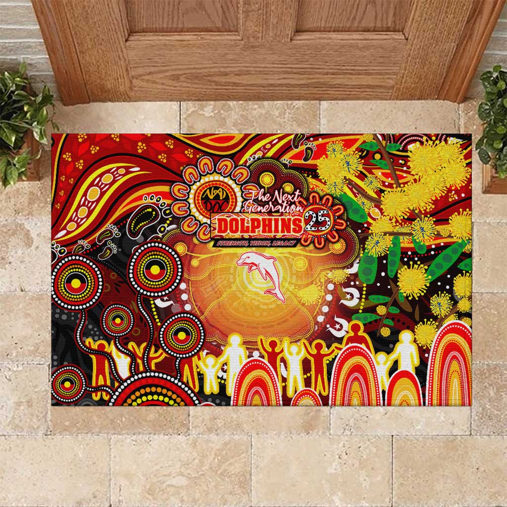 NAIDOC Week 2025 Dolphins Rugby Rubber Doormat Aboriginal Dot Painting