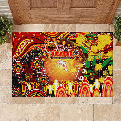 NAIDOC Week 2025 Dolphins Rugby Rubber Doormat Aboriginal Dot Painting