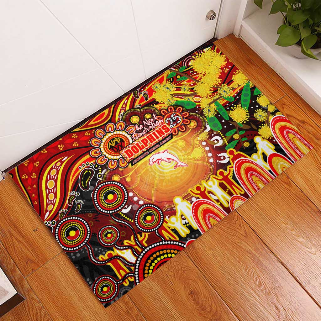 NAIDOC Week 2025 Dolphins Rugby Rubber Doormat Aboriginal Dot Painting