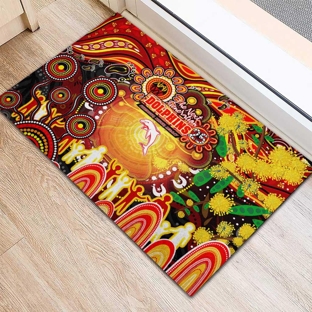 NAIDOC Week 2025 Dolphins Rugby Rubber Doormat Aboriginal Dot Painting