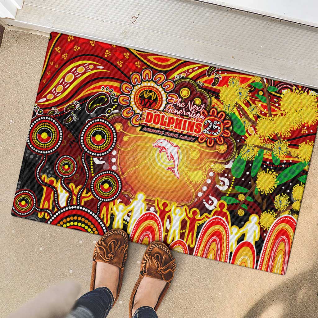 NAIDOC Week 2025 Dolphins Rugby Rubber Doormat Aboriginal Dot Painting