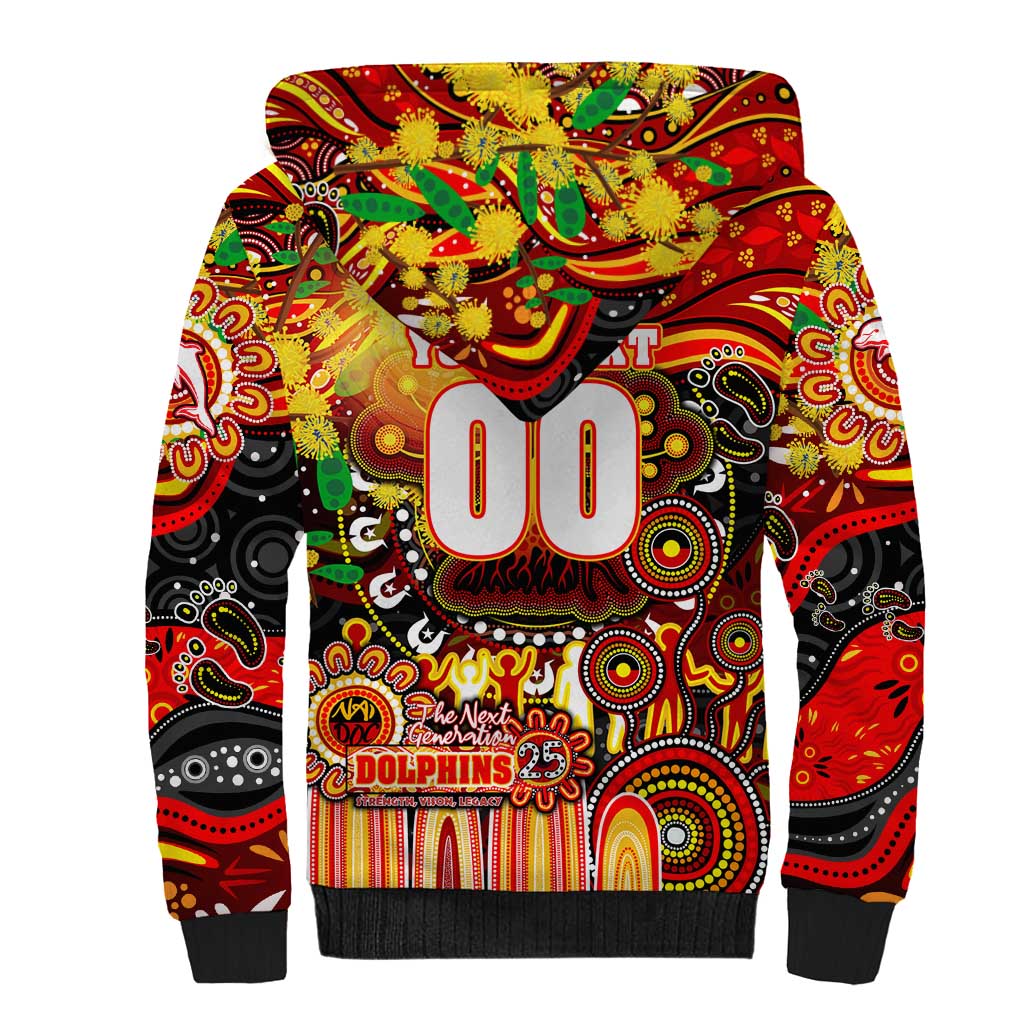 Personalised NAIDOC Week 2025 Dolphins Rugby Sherpa Hoodie Aboriginal Dot Painting