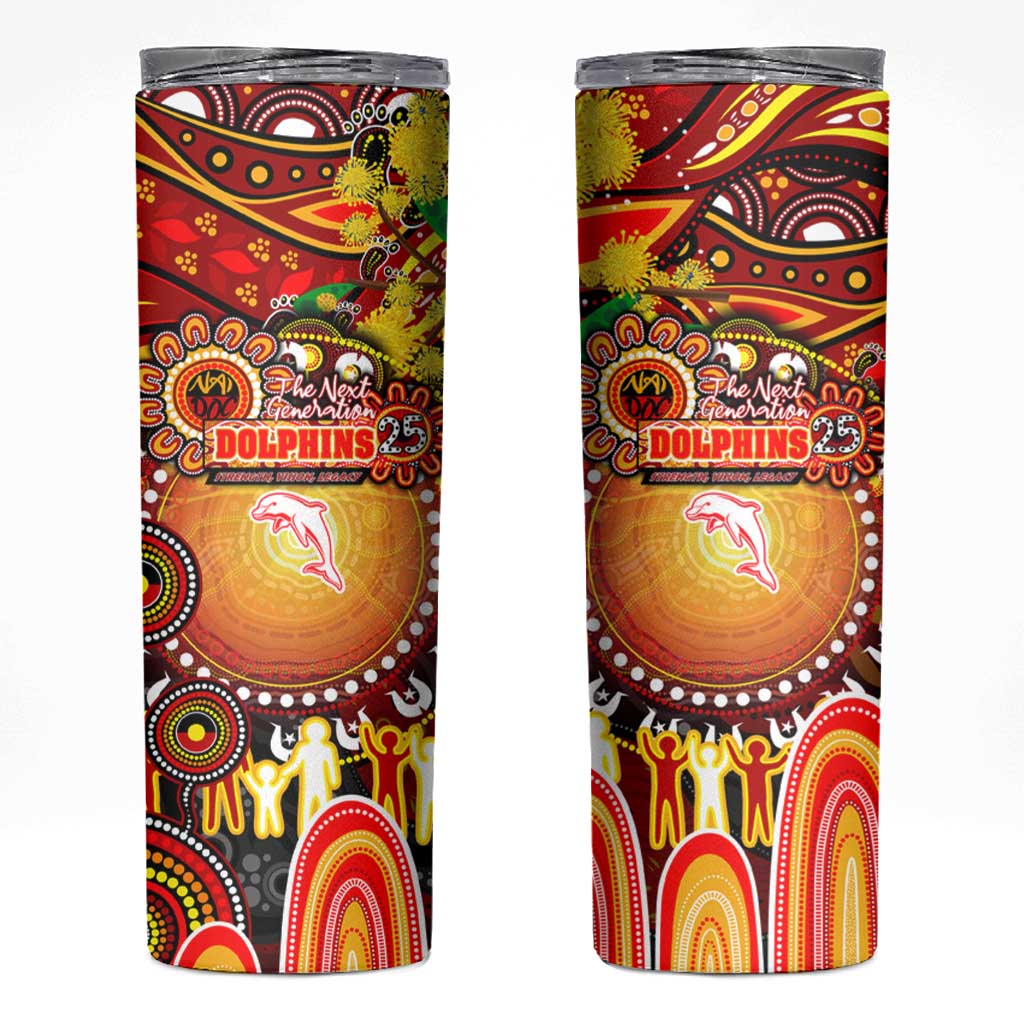 NAIDOC Week 2025 Dolphins Rugby Skinny Tumbler Aboriginal Dot Painting