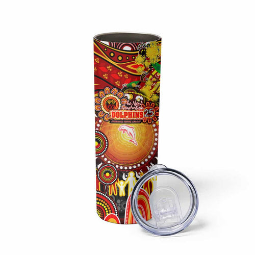 NAIDOC Week 2025 Dolphins Rugby Skinny Tumbler Aboriginal Dot Painting