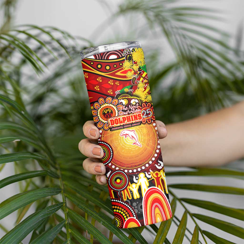 NAIDOC Week 2025 Dolphins Rugby Skinny Tumbler Aboriginal Dot Painting