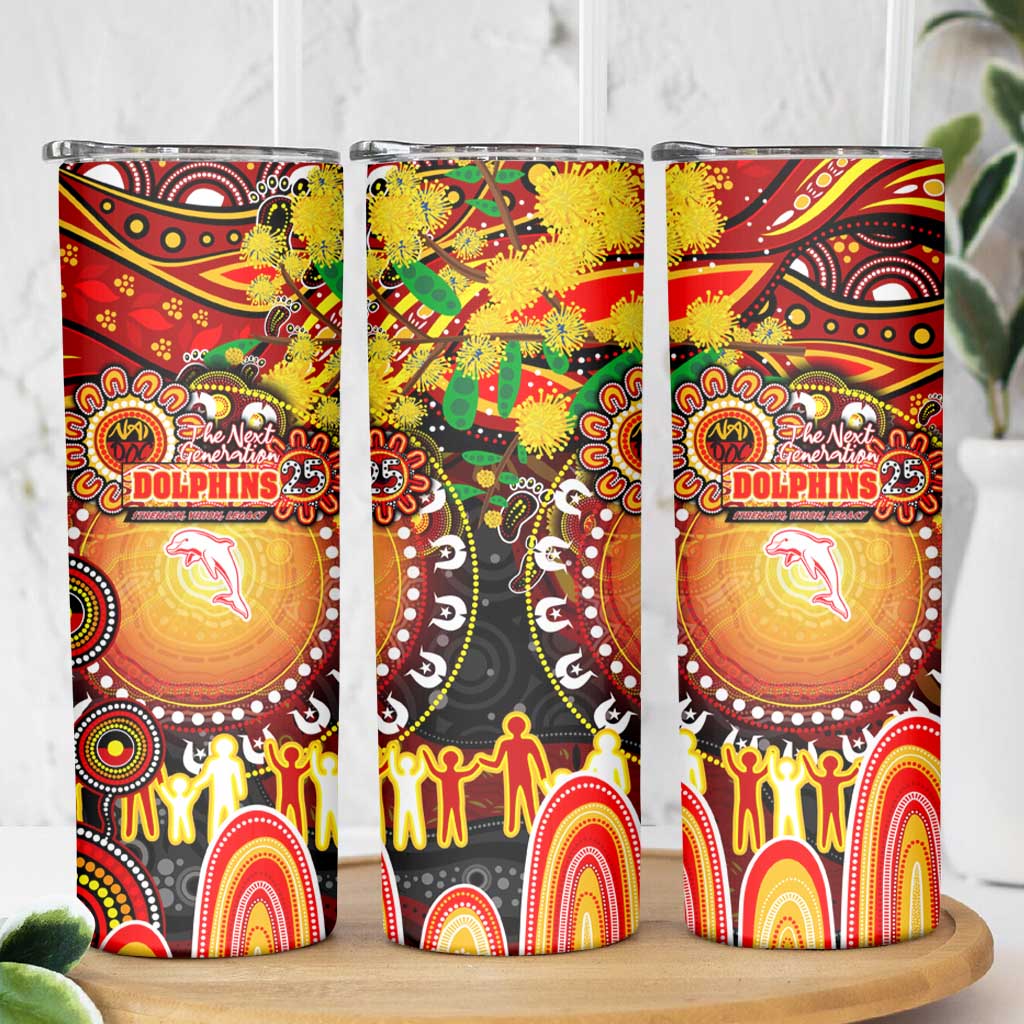 NAIDOC Week 2025 Dolphins Rugby Skinny Tumbler Aboriginal Dot Painting