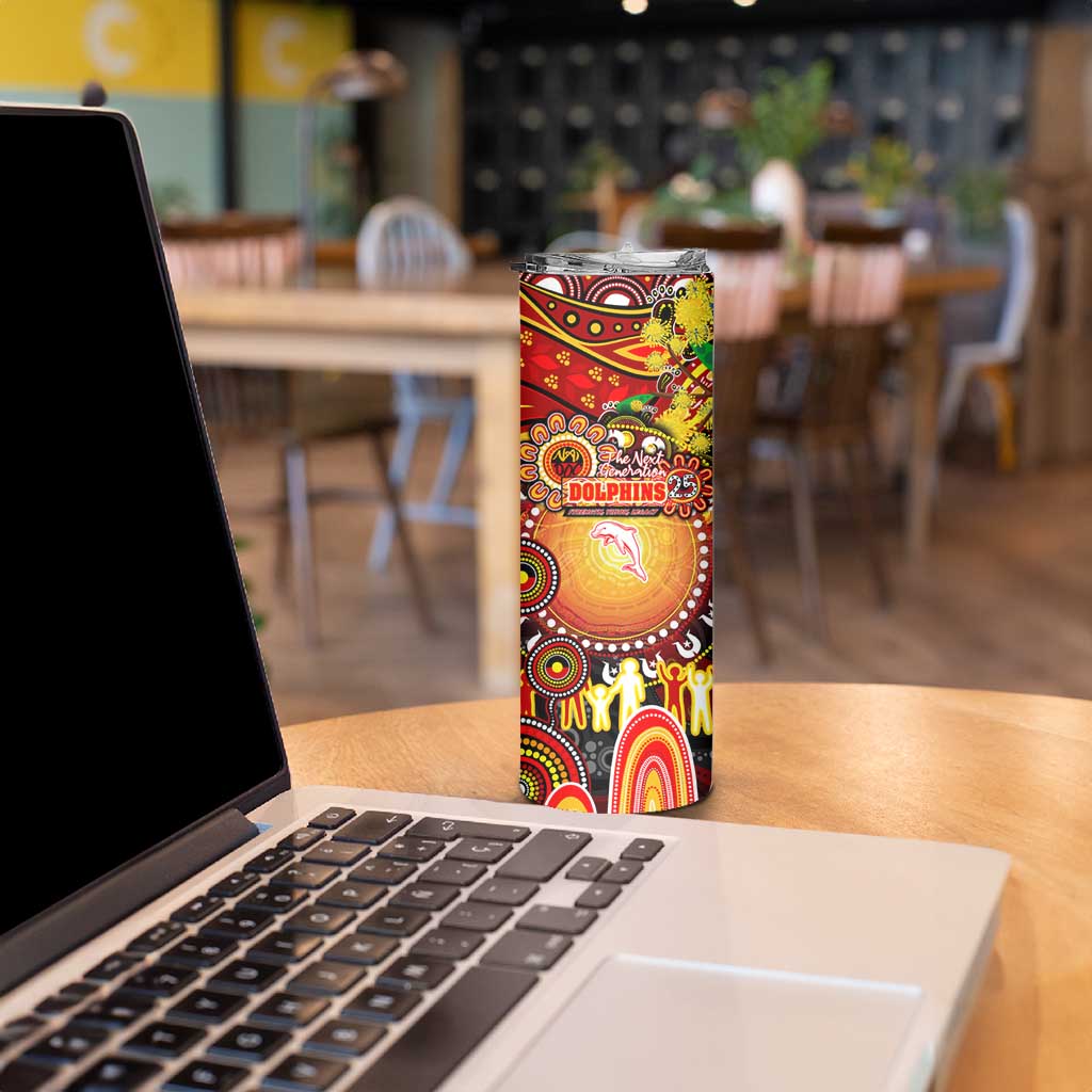 NAIDOC Week 2025 Dolphins Rugby Skinny Tumbler Aboriginal Dot Painting