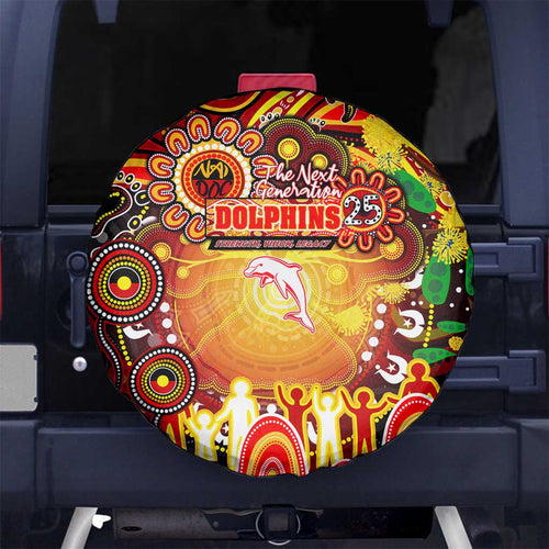 NAIDOC Week 2025 Dolphins Rugby Spare Tire Cover Aboriginal Dot Painting