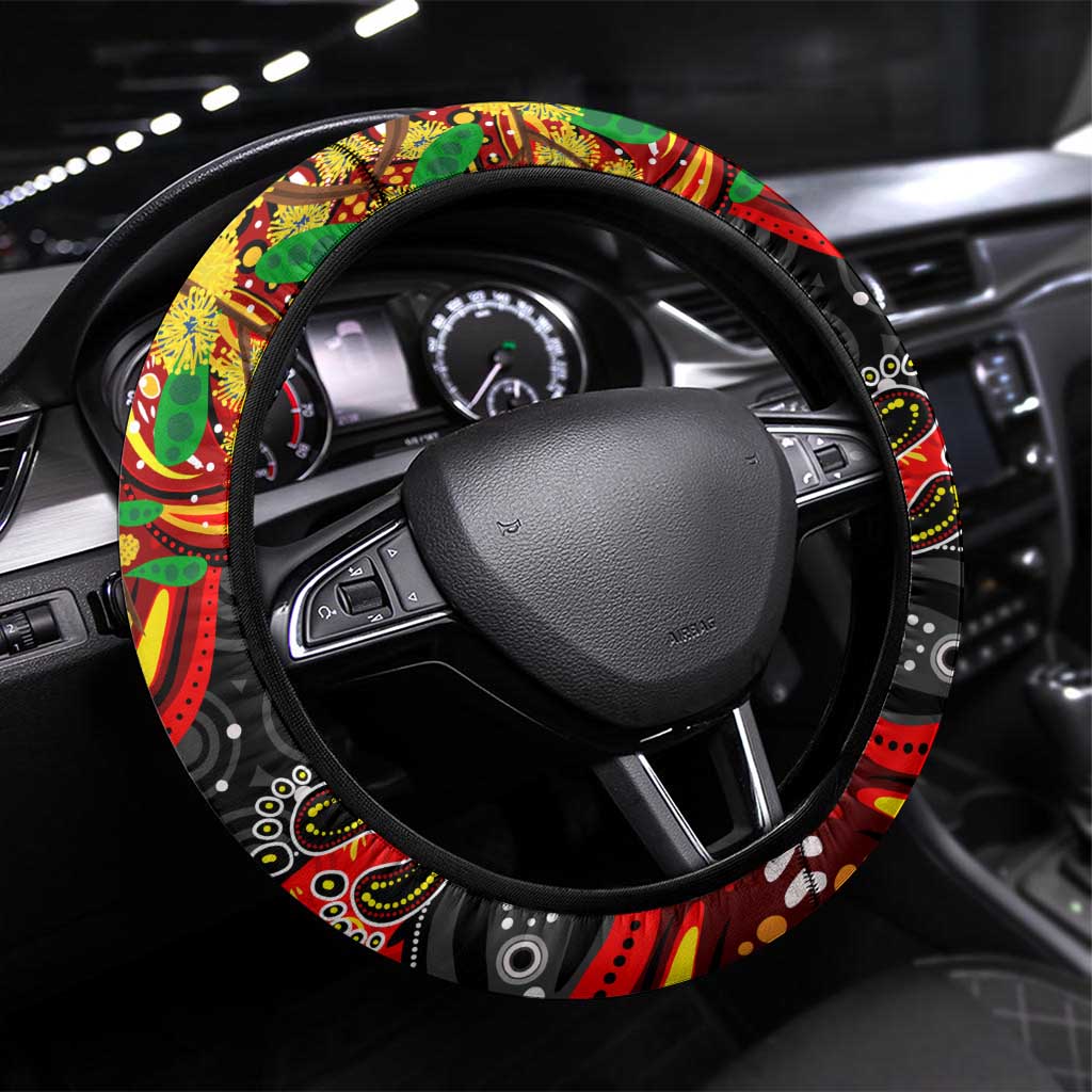 NAIDOC Week 2025 Dolphins Rugby Steering Wheel Cover Aboriginal Dot Painting