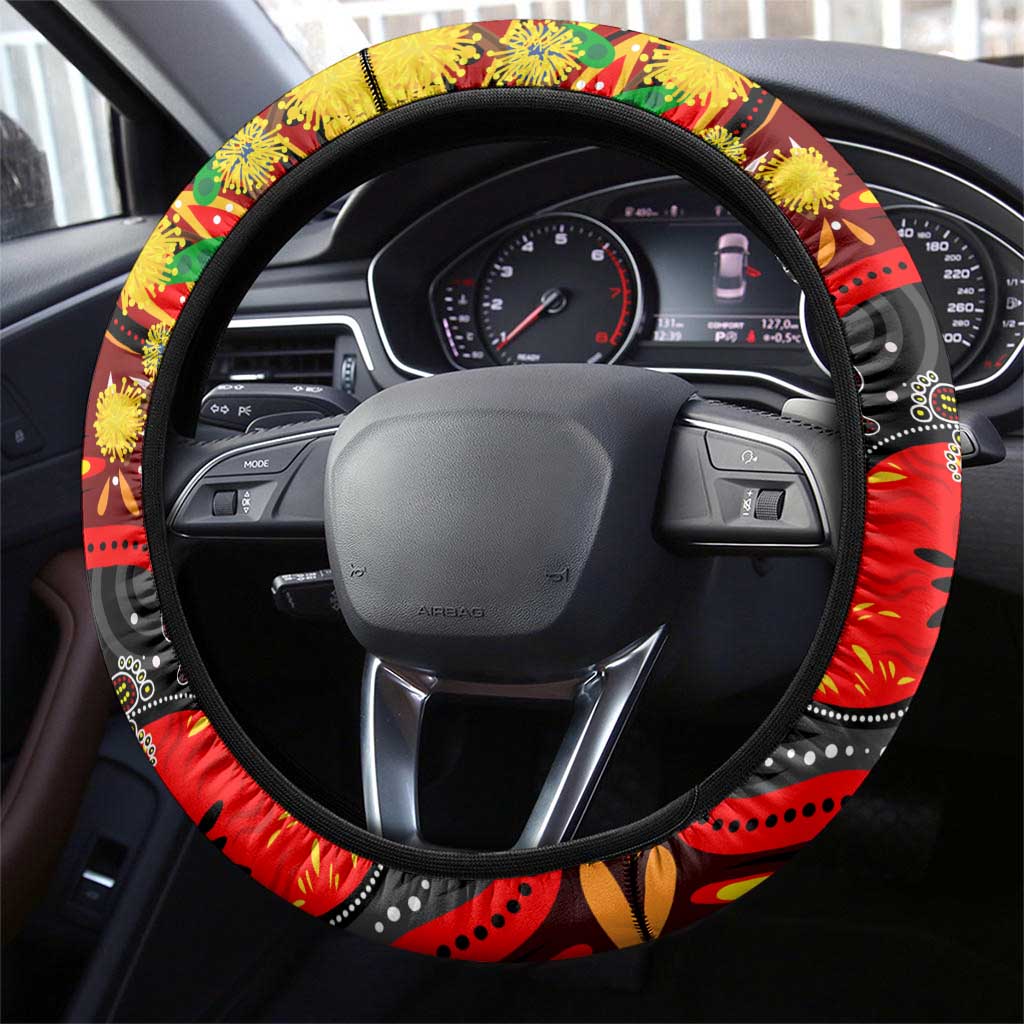 NAIDOC Week 2025 Dolphins Rugby Steering Wheel Cover Aboriginal Dot Painting