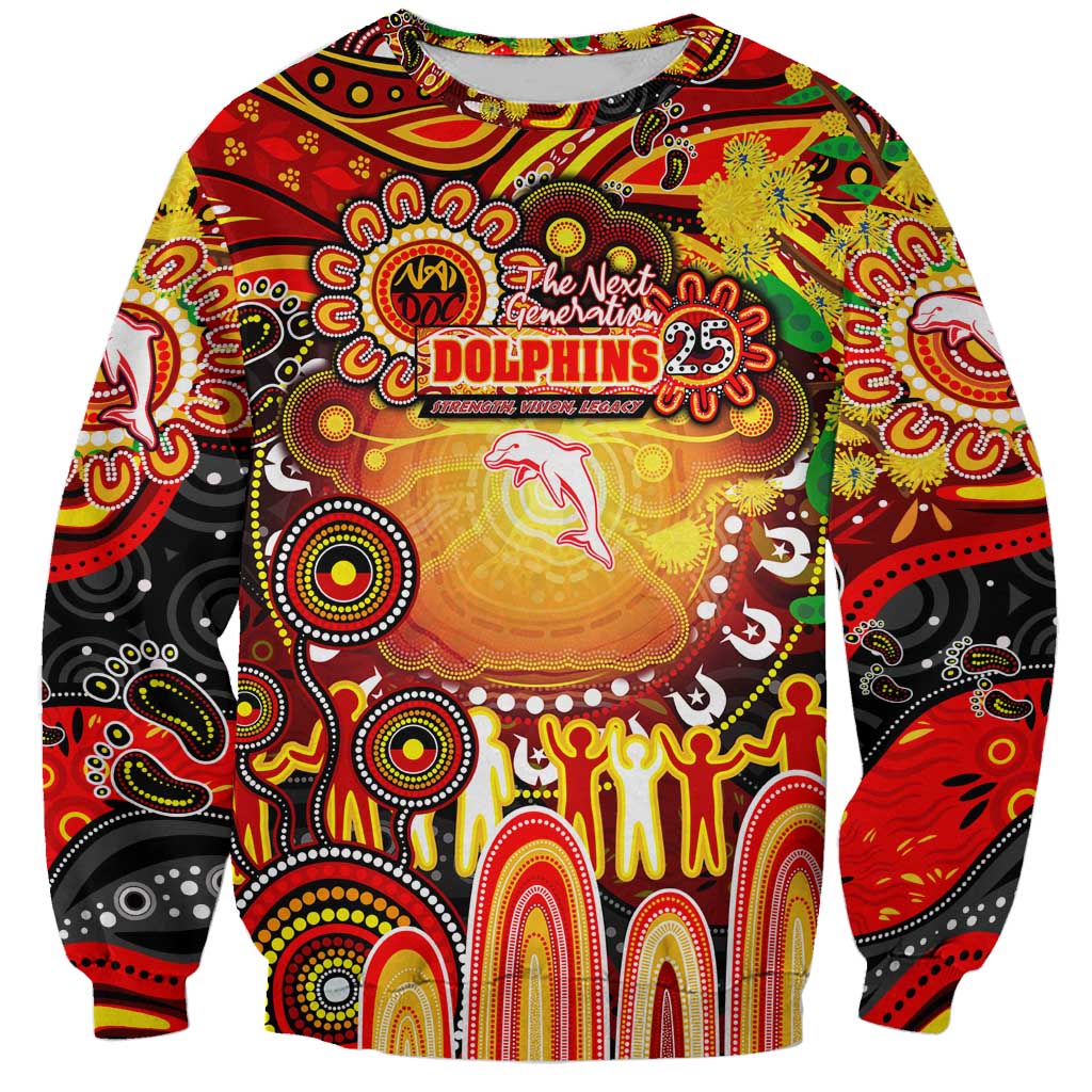 Personalised NAIDOC Week 2025 Dolphins Rugby Sweatshirt Aboriginal Dot Painting