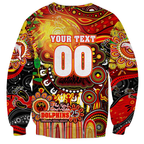 Personalised NAIDOC Week 2025 Dolphins Rugby Sweatshirt Aboriginal Dot Painting