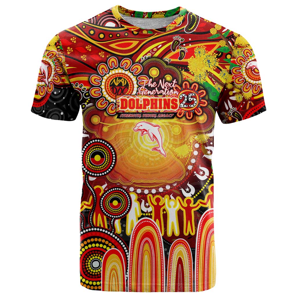 Personalised NAIDOC Week 2025 Dolphins Rugby T Shirt Aboriginal Dot Painting