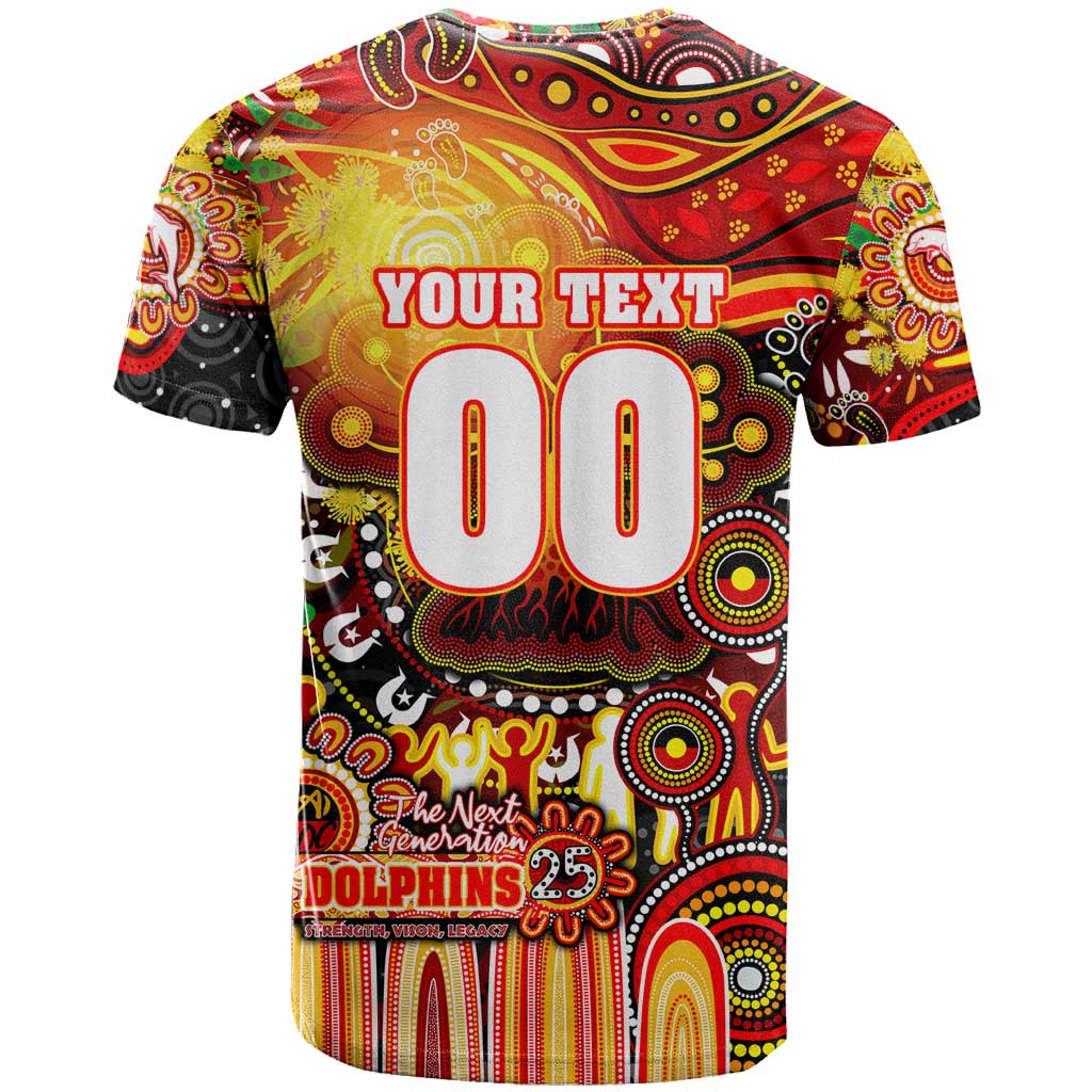 Personalised NAIDOC Week 2025 Dolphins Rugby T Shirt Aboriginal Dot Painting