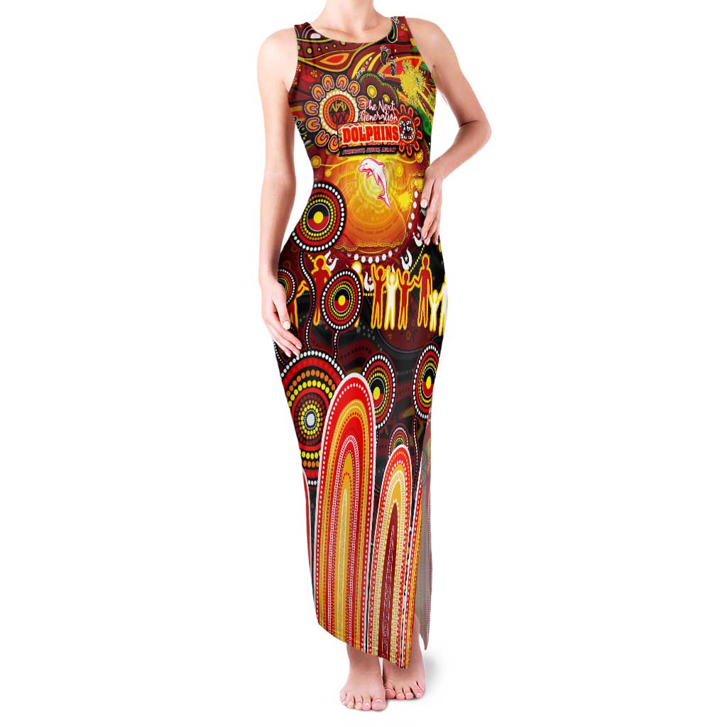 Personalised NAIDOC Week 2025 Dolphins Rugby Tank Maxi Dress Aboriginal Dot Painting