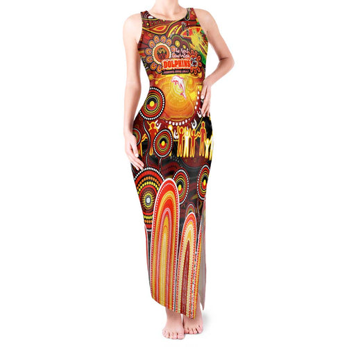 Personalised NAIDOC Week 2025 Dolphins Rugby Tank Maxi Dress Aboriginal Dot Painting