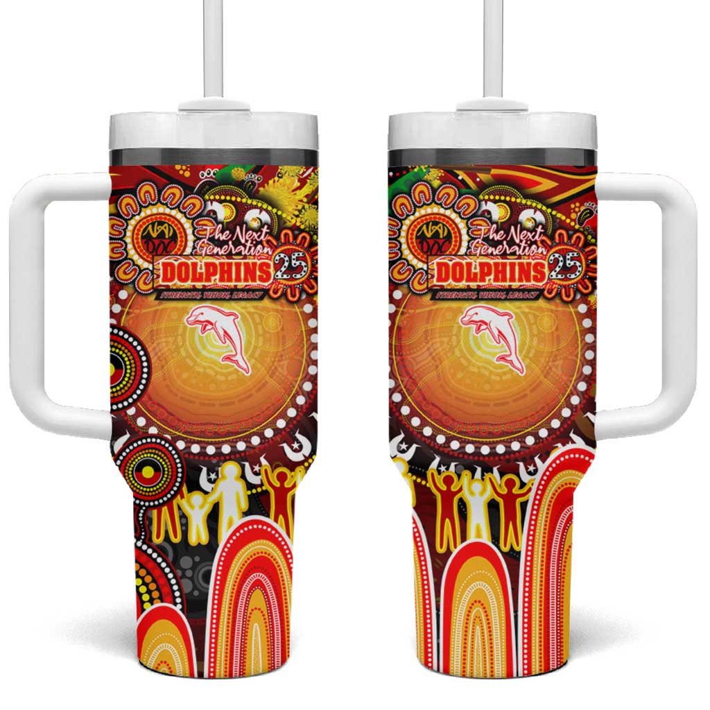 NAIDOC Week 2025 Dolphins Rugby Tumbler With Handle Aboriginal Dot Painting