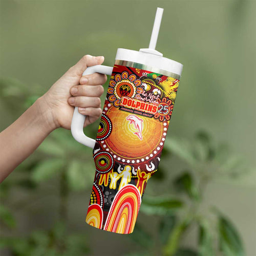 NAIDOC Week 2025 Dolphins Rugby Tumbler With Handle Aboriginal Dot Painting