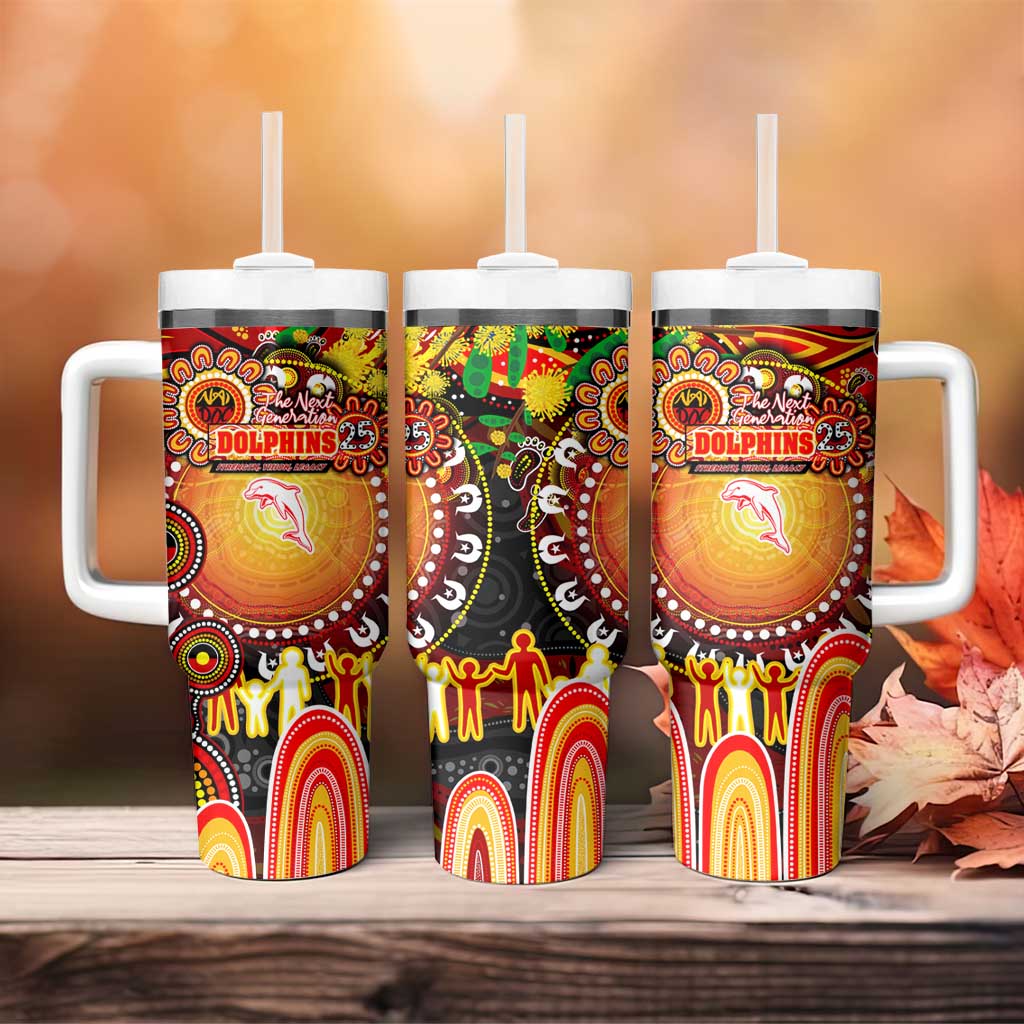 NAIDOC Week 2025 Dolphins Rugby Tumbler With Handle Aboriginal Dot Painting