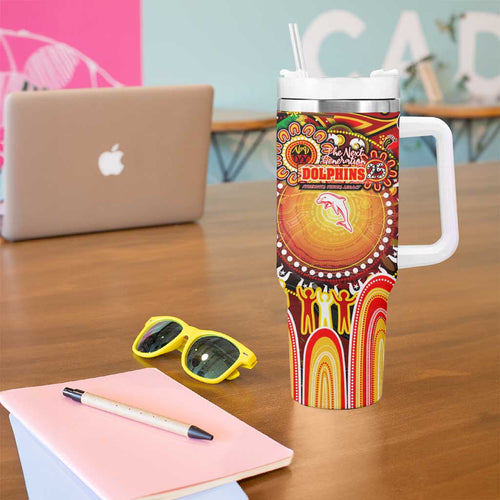 NAIDOC Week 2025 Dolphins Rugby Tumbler With Handle Aboriginal Dot Painting