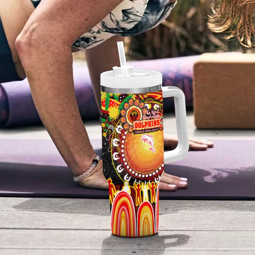 NAIDOC Week 2025 Dolphins Rugby Tumbler With Handle Aboriginal Dot Painting