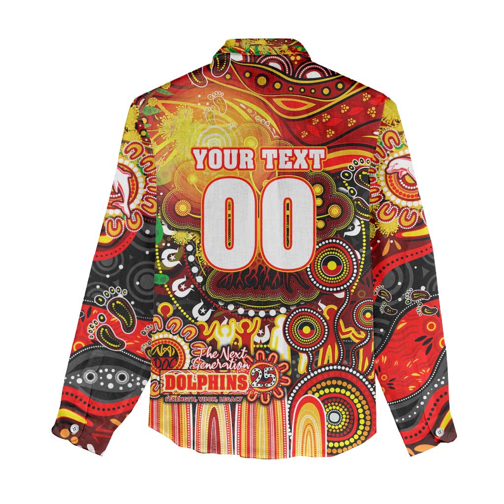 Personalised NAIDOC Week 2025 Dolphins Rugby Women Casual Shirt Aboriginal Dot Painting