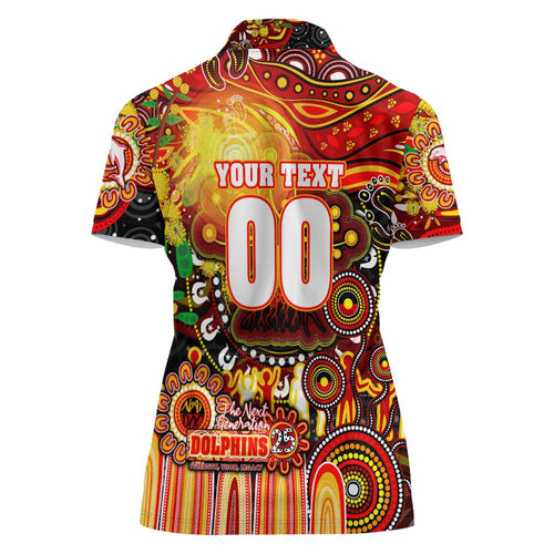 Personalised NAIDOC Week 2025 Dolphins Rugby Women Polo Shirt Aboriginal Dot Painting