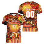 Personalised NAIDOC Week 2025 Dolphins Rugby Women V-Neck T-Shirt Aboriginal Dot Painting