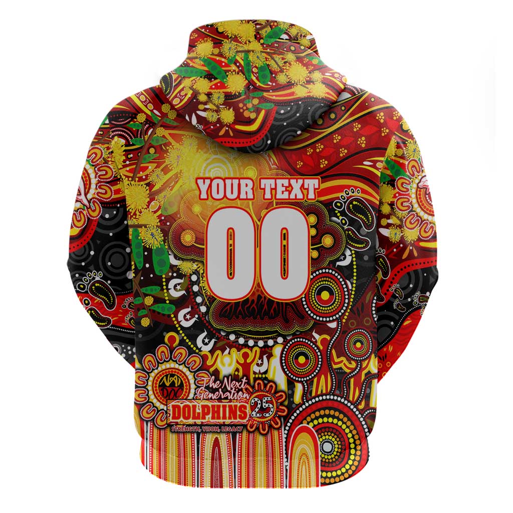Personalised NAIDOC Week 2025 Dolphins Rugby Zip Hoodie Aboriginal Dot Painting