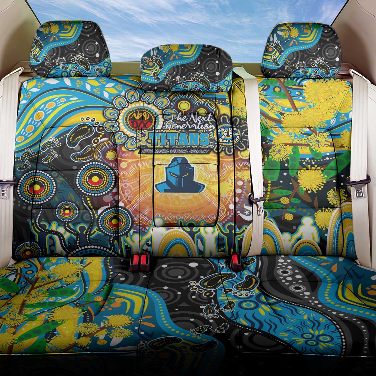 NAIDOC Week 2025 Titans Rugby Back Car Seat Cover Aboriginal Dot Painting