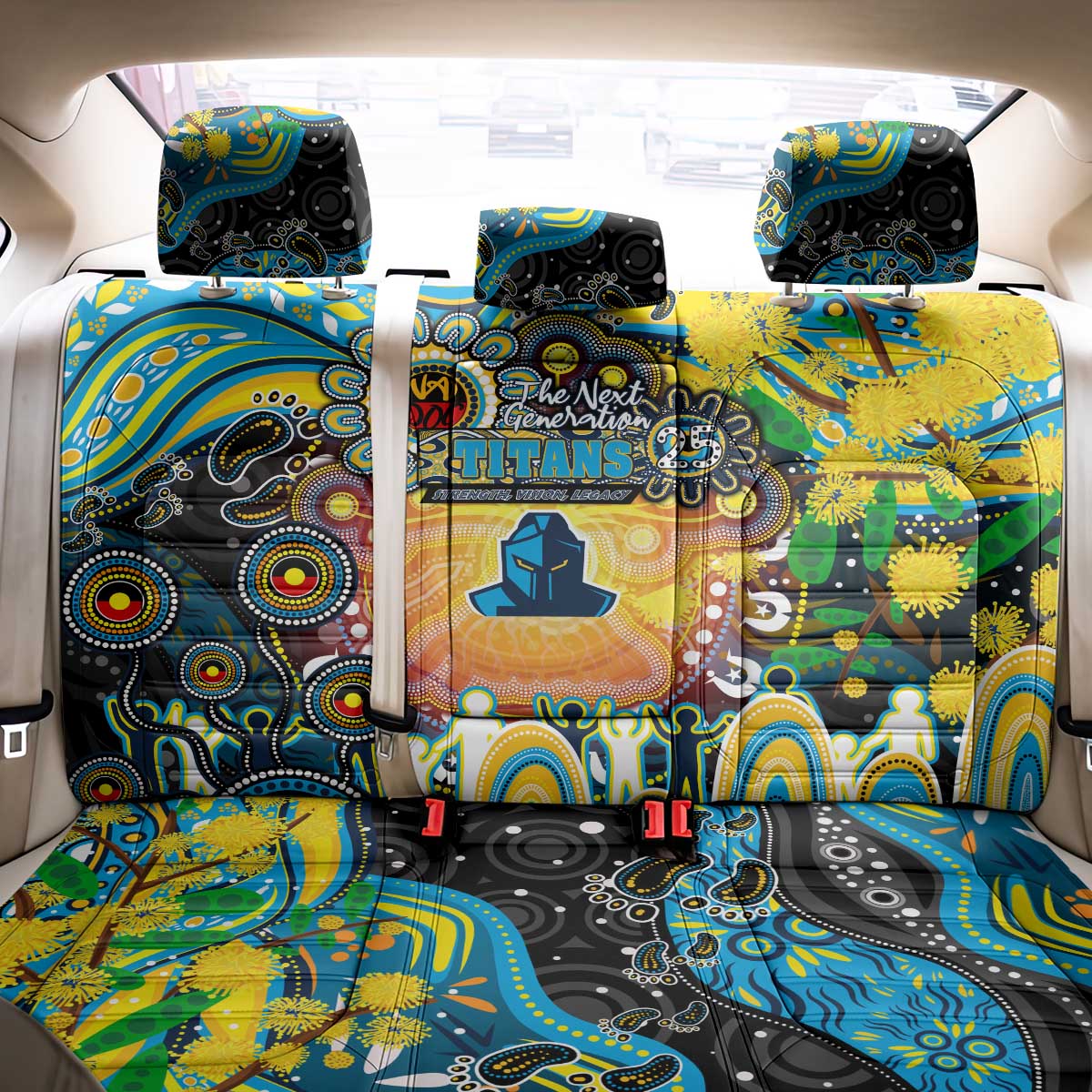 NAIDOC Week 2025 Titans Rugby Back Car Seat Cover Aboriginal Dot Painting